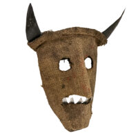 Máscara de Ritual de Inverno Transmontano, Alto (Alberto Leal), 2025, Sacoias - Bragança, metal, tintas, serapilheira, 25x30x12cm – Ref CCP25-058