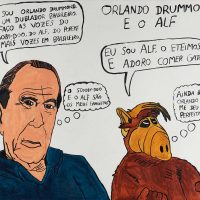 “Orlando Drummond Cardoso e o Alf”, 2015, acrílico sobre papel, 70x50cm [INDISPONÍVEL / UNAVAILABLE]